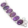 Purpurite Gemstone Handmade Ethnic 925 Silver Bracelet 7-8" JCB367-20