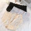 Women Satin Lace Patchwork Underwear Comfortable Panties Ladies Mid Waist Underpants Solid Color Briefs Female Lingerie