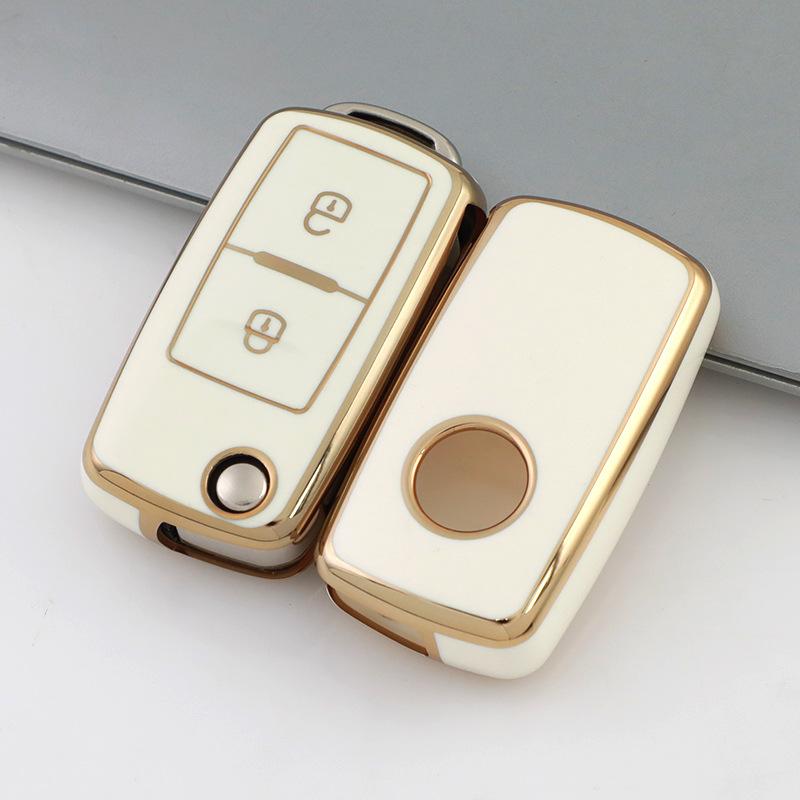 Для VW Volkswagen MK4 Bora Golf 4 5 6 Jetta Passat Polo Bora Touran Skoda Seat ТПУ 2 кнопки ТПУ чехол для ключей от машины чехол в виде ракушки брелок