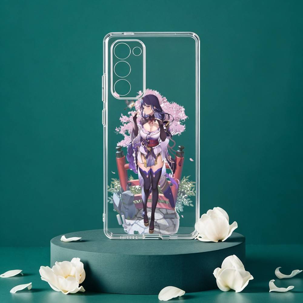 R-Raiden Shogun Genshin Чехол для телефона Samsung Galaxy S24 S25 S23 S22 S21 Plus S24 S25 Прозрачный чехол