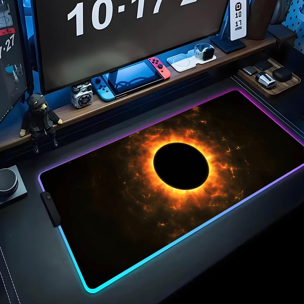 Коврик для мыши с солнечным затмением RGB Игровой коврик для мыши Большой светодиодный коврик Настольный коврик для ПК Светящийся коврик для мыши Большие коврики для клавиатуры Настольный ковер С