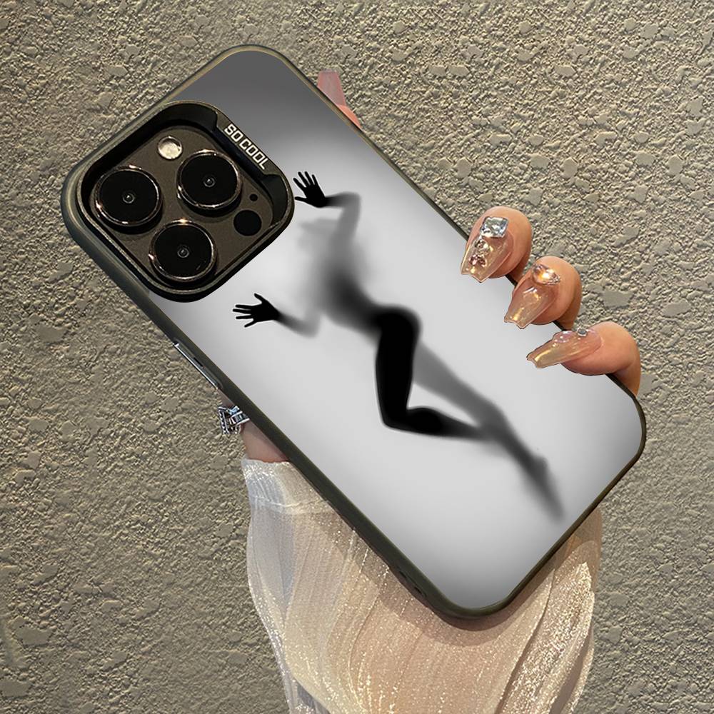 Чехол для телефона "Девушка в туманной тени" для iPhone 17 16 15 14 13 12 11 Pro Max X XR XSMAX 8 7 Plus Конфетный Матовый Ударопрочный Задний Чехол