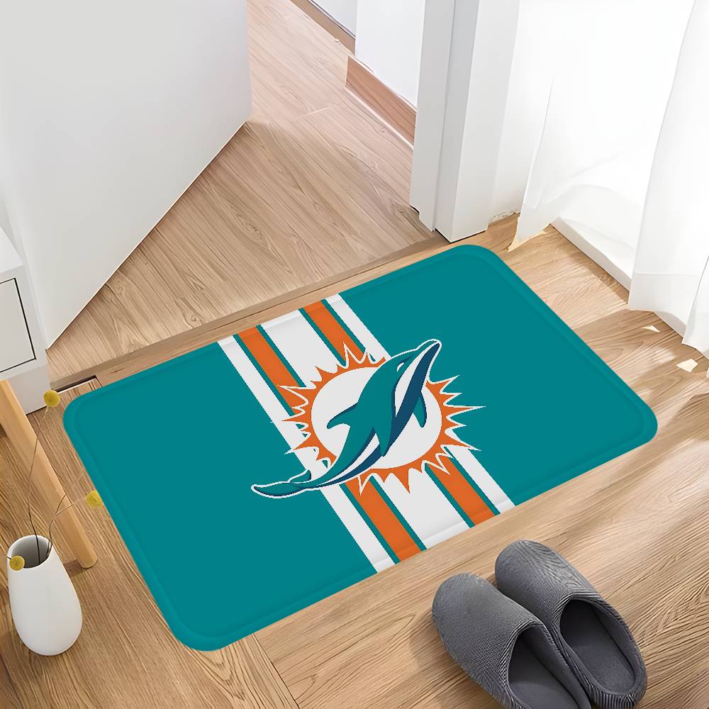 M-Miami D-Dolphins Logo Door Mat Nordic Style Bedroom Living Room Doormat Home Balcony Anti-Slip Alfombra