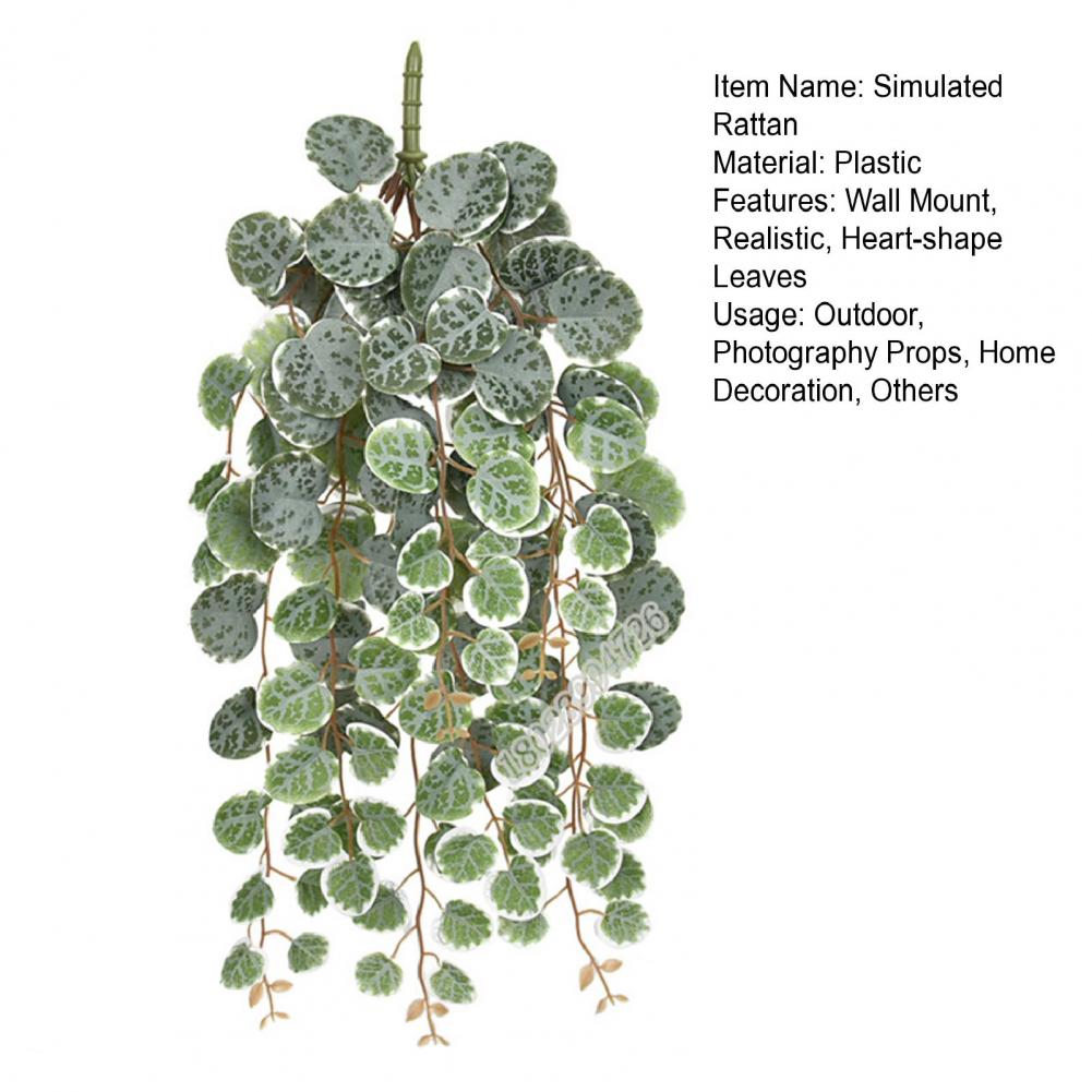 Artificial Hanging String Of Heart Plants Wall Mount Low Maintenance Eucalyptus Simulated Rattan Pendant Succulents Interior