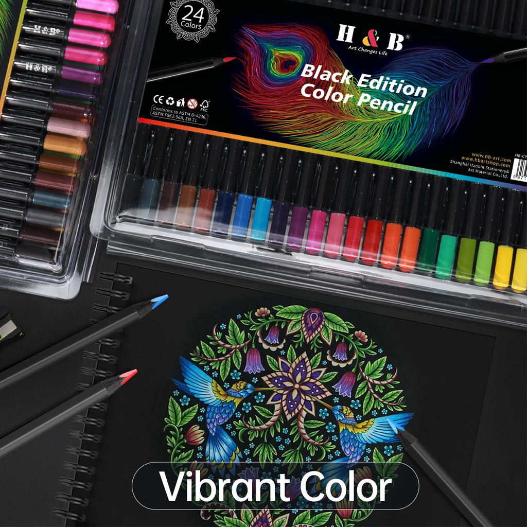 H&B 24 цветных карандаша на масляной основе, предварительно заточенные, 3,3 мм, широкий спектр ярких цветов для эскизов