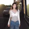 Faux Two-Piece Long-Sleeve T-Shirt for Women, Spring Season, Versatile for Layering or Wearing Alone, Unique Design, Slim Fit, Pure and Alluring Top