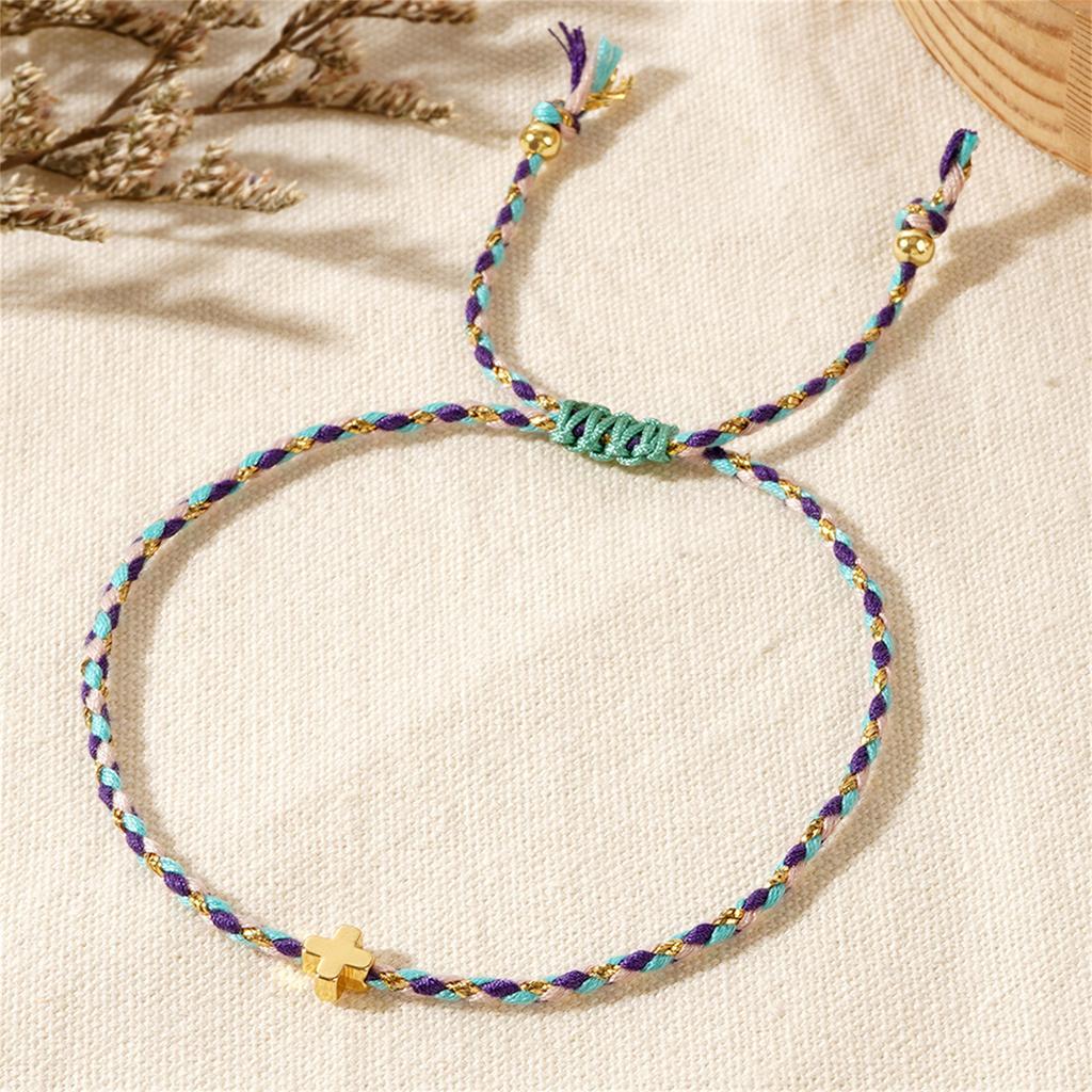 Multipurpose Bohemian Retro Styles Cotton Rope Crosses Bracelet Adjustable Multilayer Designs for Men and Women