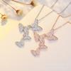 Women's Trendy New Style Four Full Diamond Butterfly Clavicle Chain Simple Pendant Jewelry