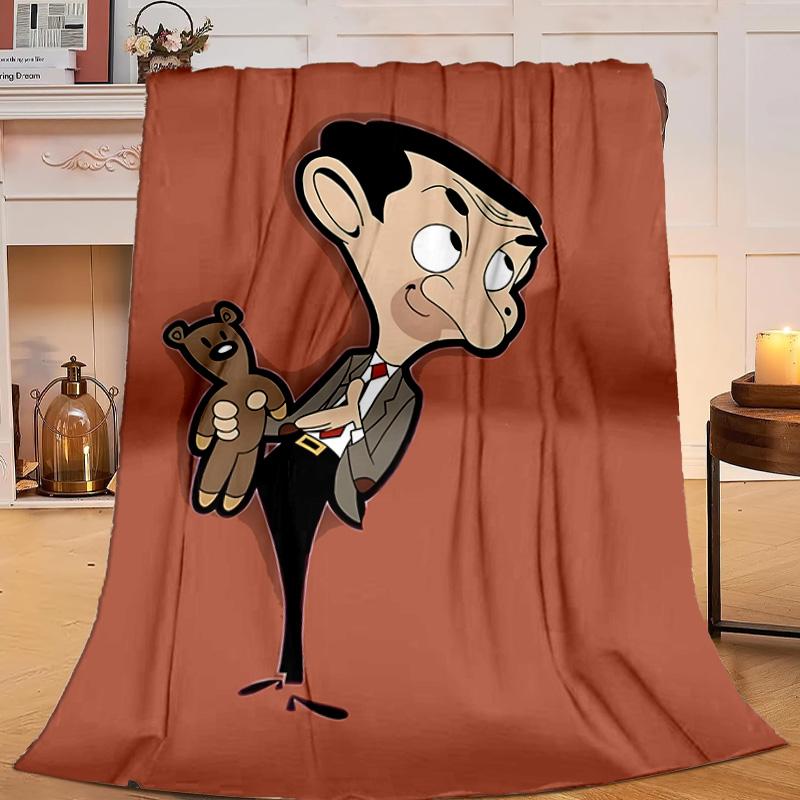 1PC Mr. Bean Adventure Flannel Blanket Gift, Suitable for Both Men And Women, Soft Ideal for Beds And Sofa, Birthday Or Christmas Gift