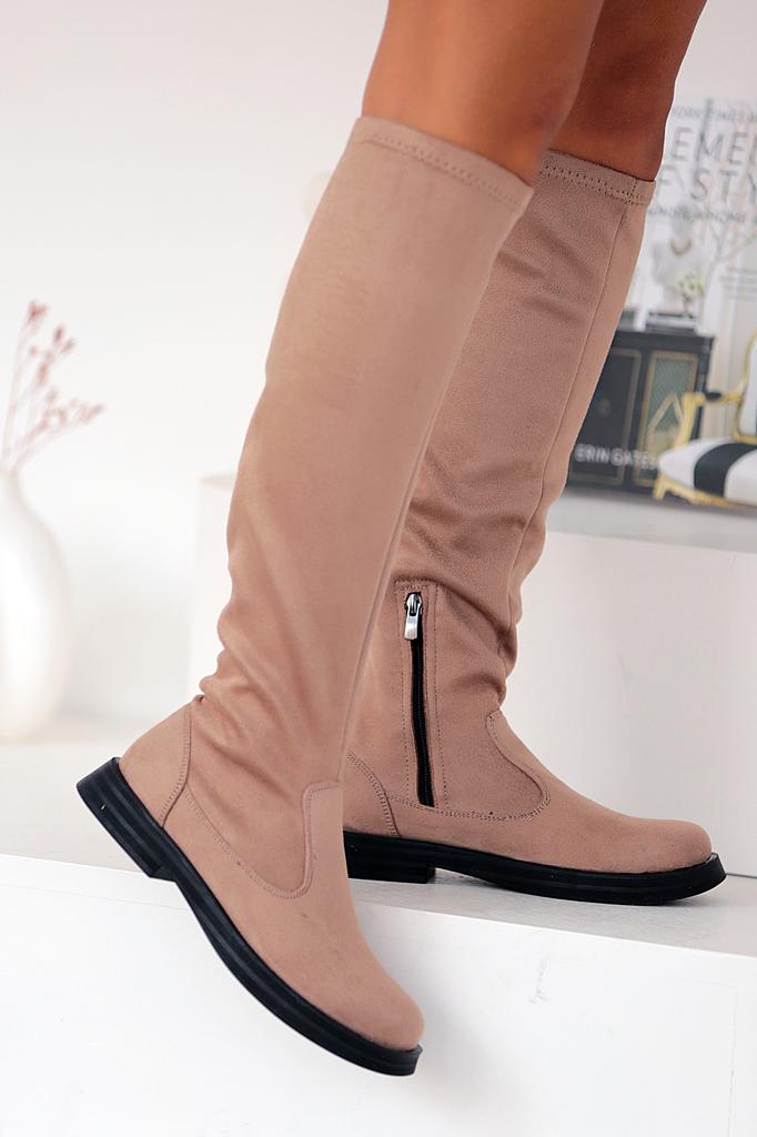 Эластичные женские ботинки на нескользящей подошве на молнии 020-9500-22Замша