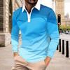 Мужская рубашка для гольфа, повседневная спортивная, с V-образным вырезом, ребристый воротник, с длинным рукавом, модная, повседневная, однотонная, однотонная, весна-лето, стандартная посадка