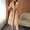 Korean Style Women's Double-Sided Wool Coat with Belt - Extra Long, Suit Collar, 100% Wool for Autumn/Winter.