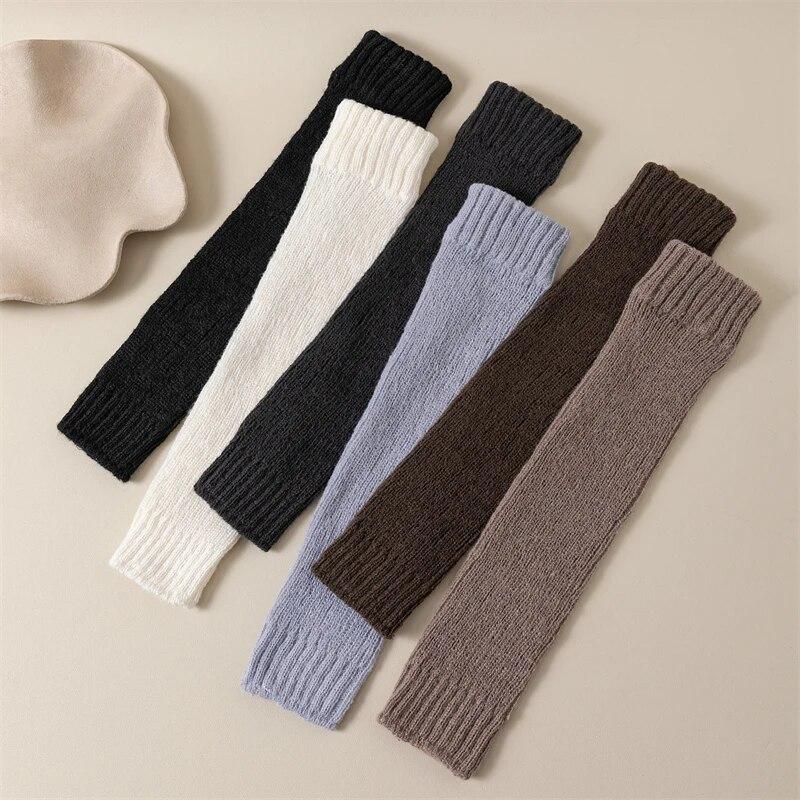 Модные женские гетры на осень-зиму, сохраняющие тепло ноги с длинными рукавами для женщин, однотонные гетры