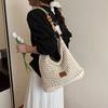 Holiday Style Woven Bag Women's 2025 New Knitted Hollow Shoulder Bag Fashionable Large-capacity Messenger Bag Beach Bag