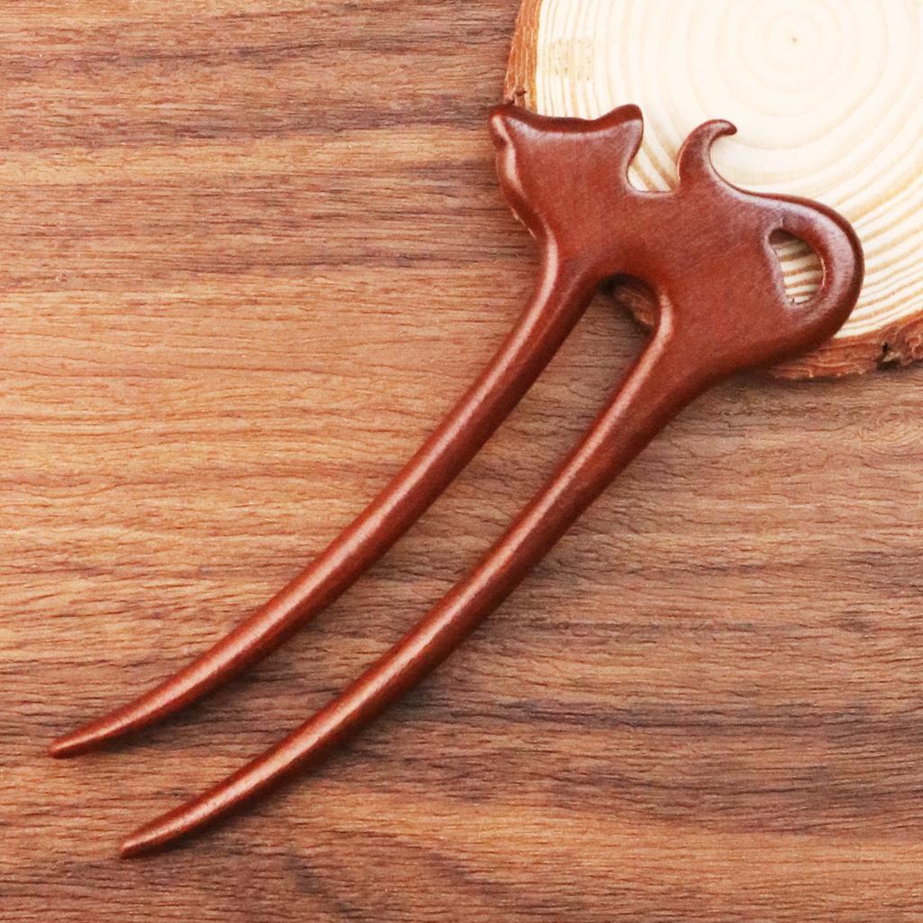 Wood Wooden Hair Stick U-Shaped Hair Fork Cat Butterfly Chinese Fashion Hairpin Buns Rabbit Headwear Girl Hair Accessories