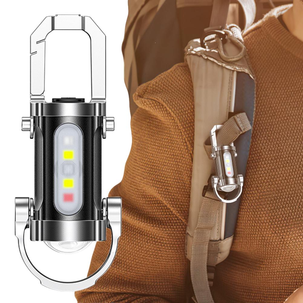 Mini COB Work Light Rechargeable LED Flashlight 7 Modes Emergency Keychain Light Waterproof Keyring Camping Hiking Pocket Lamp