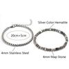 Fashion 2Pcs/Set Cuban Chain Bracelet With Stainless Steel 4mm Tiger Eyes Malachite Stone Strand Braslet Hiphop Rock Accessories