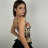 Women's Vintage Floral Boned Corset Top, Push Up Bustier Spaghetti Strap Crop Top For Waist Cinching & Layering