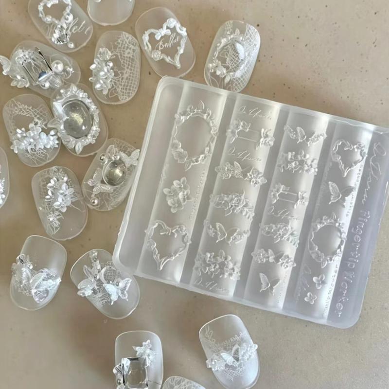 Силиконовый DIY Инструмент для Маникюра 3D Цветок Бант Лента Форма для Лепки Дизайна Ногтей Портативный для Путешествий Уход за Ногтями Коррекция