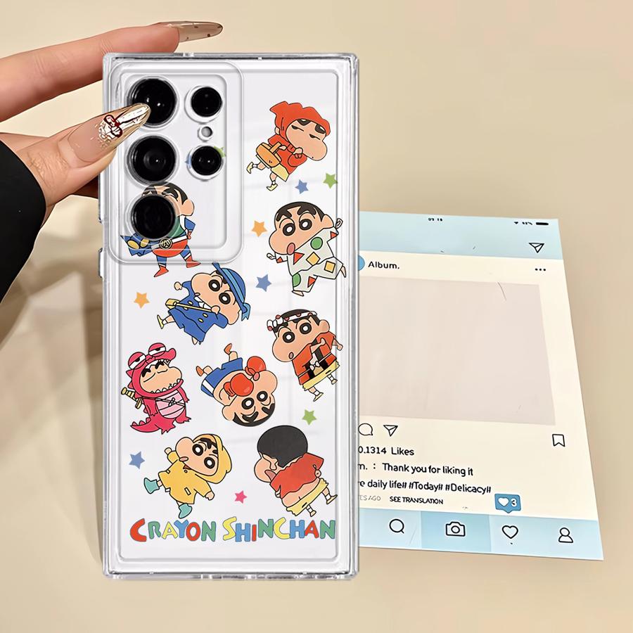 Case for Samsung Galaxy S22 FE S20 Plus S25 Edge S24 S21 S23 Ultra S26 Note 20 Ultra 10 Phone Cover Cute Crayons Shinchan