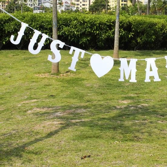 Только поженились Свадебные подвесные бумажные флажки Гирлянда Баннеры Вымпелы Украшение