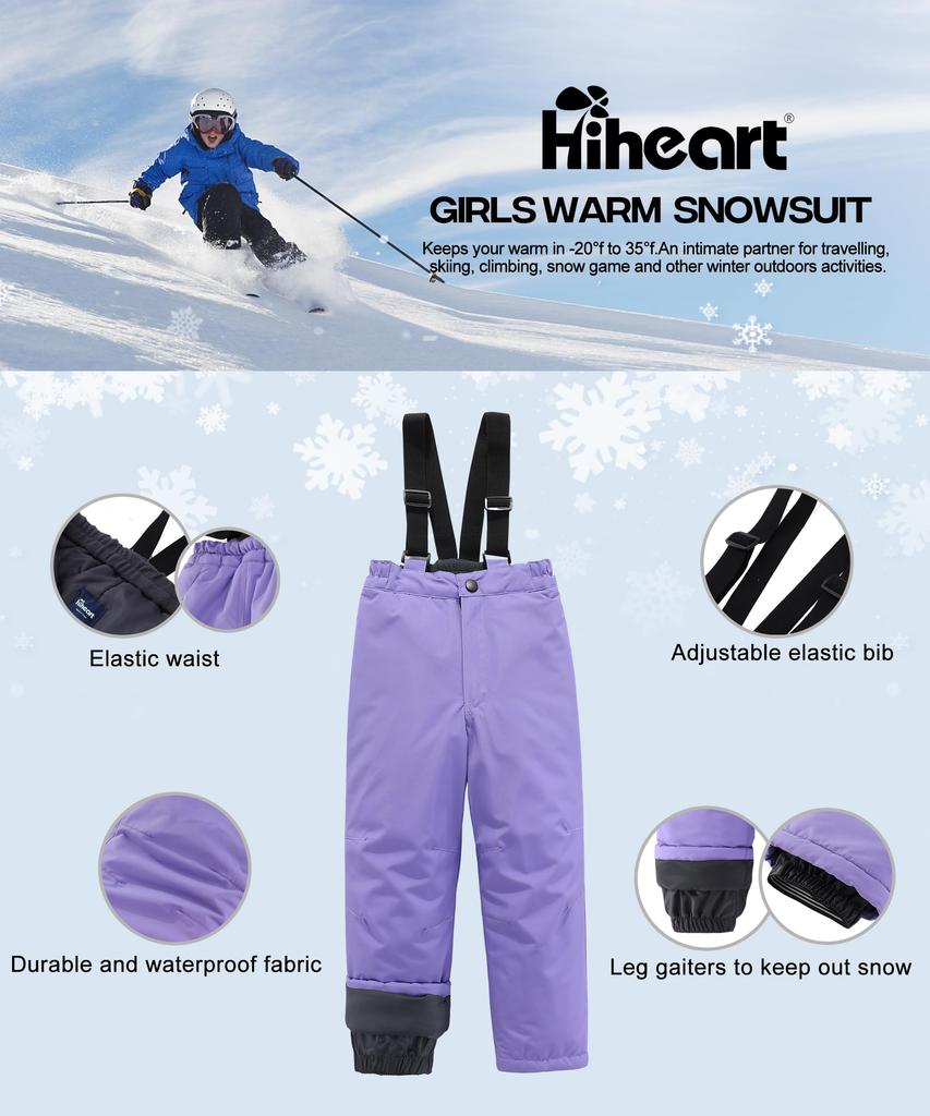 Hiheart Лыжная и сноубордическая одежда Пуховик и Идеально для снега Акихабара Размер 120 Детский комплект, Брюки для девочек, Комплект из 2 предметов, Игра, Цвет,