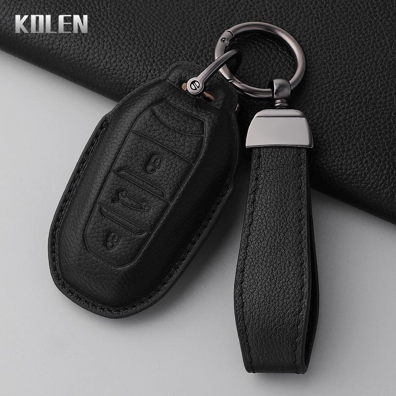 Genuine Genuine Leather Auto Key Fob Cover Case Fit For Peugeot 2008 3008 4008 5008 308 408 508 Citroen C1 C2 C4 C6 C3-Xr Picasso Grand Ds3 Ds5