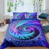 Psychedelic Swirl Duvet Cover Set For Kids Adults Fractal Art Comforter Cover Girls Abstract Artwork Circle Floral Bedding Set