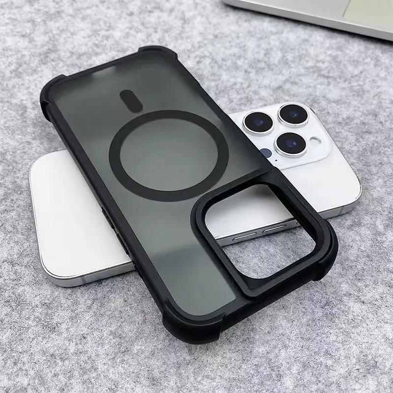 For Magsafe Armor Bumper Matte Phone Case For iPhone 17 Air 15 16 14 12 13 11 17 Pro Max 16 Plus Hard Shockproof Hybrid Cover