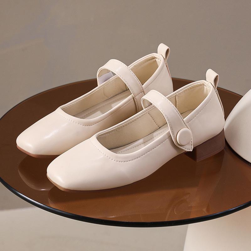 Французские туфли Мэри Джейн со стразами на толстом каблуке женские 2025 новые темпераментные женские туфли на толстом каблуке с ремешком с юбкой