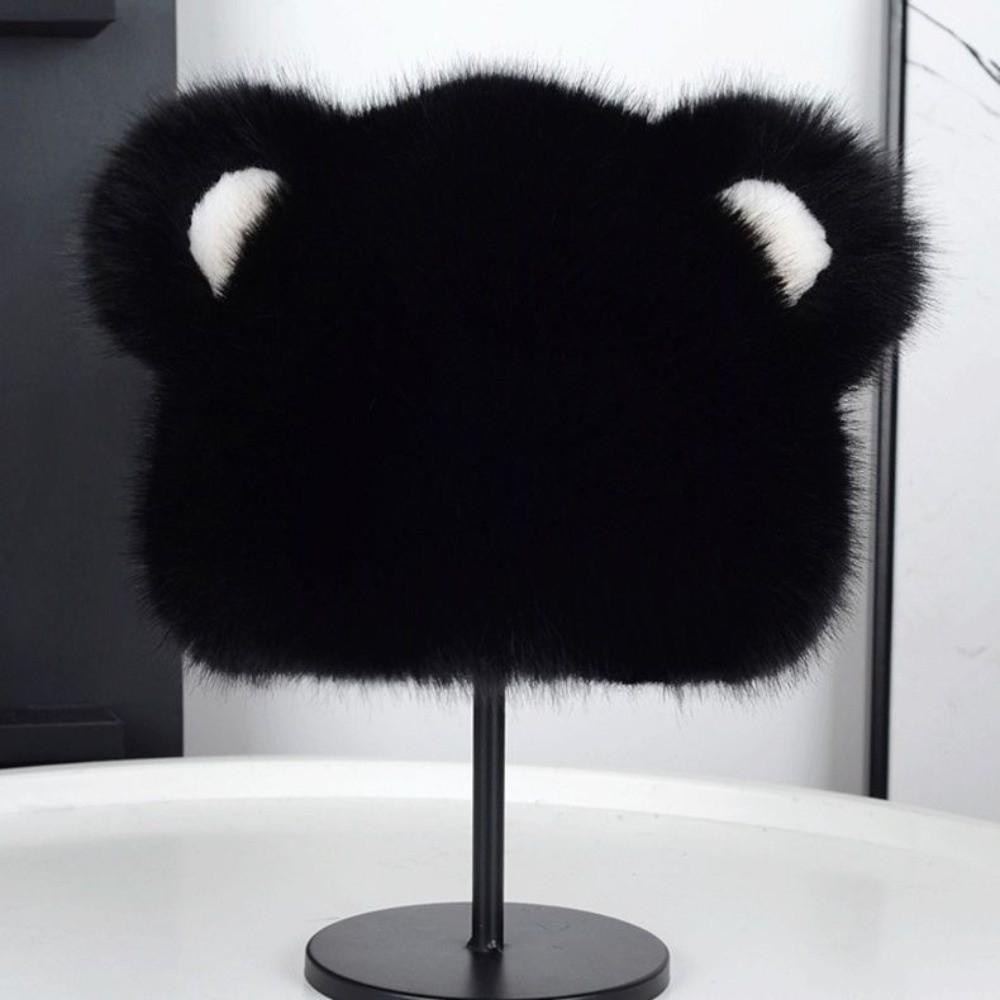 Plush Fluffy Bear Ear Fur Cap Thicken Beanie Hat Fashion Mongolian Hat Autumn and Winter