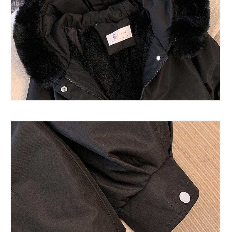 Women's Winter 2024 New Down Padded Jacket Fashion Plus Fleece Thick Fur Integrated Coat
