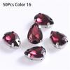 50Pcs/Pack Teardrop Shape Glitter Sewing Rhinestones Diamond Beads Ornament  For Needlework