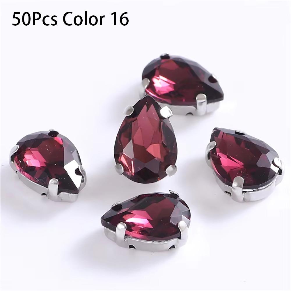 50Pcs/Pack Teardrop Shape Glitter Sewing Rhinestones Diamond Beads Ornament For Needlework