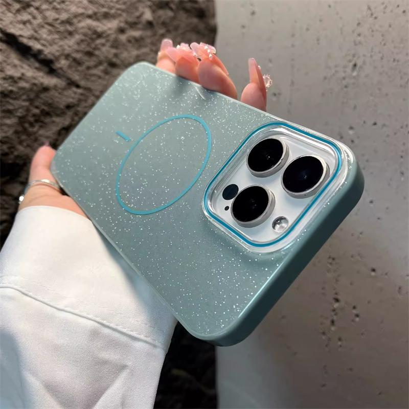 Luxury Bling Glitter For Magsafe Magnetic Case For iPhone 16 15 14 Plus 13 12 11 Pro Max Wireless Charging Shockproof IMD Cover