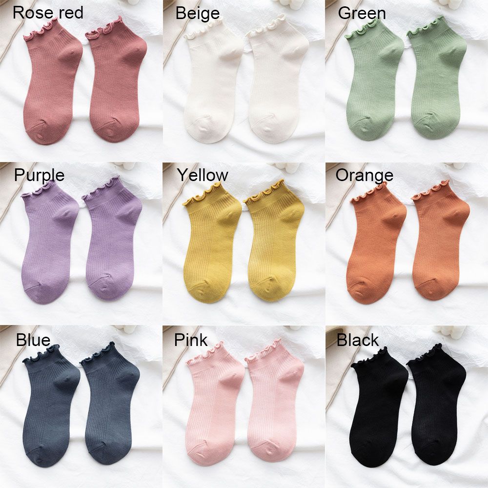Kawaii Super Thin Cotton Spring Summer Boat Socks Women's Socks Ankle Short Frilly Ruffle Socks