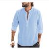 Men's Casual Blouse Cotton Linen Shirt Loose Tops Long Sleeve Tee Shirt Spring Autumn Casual Handsome Men's Shirts