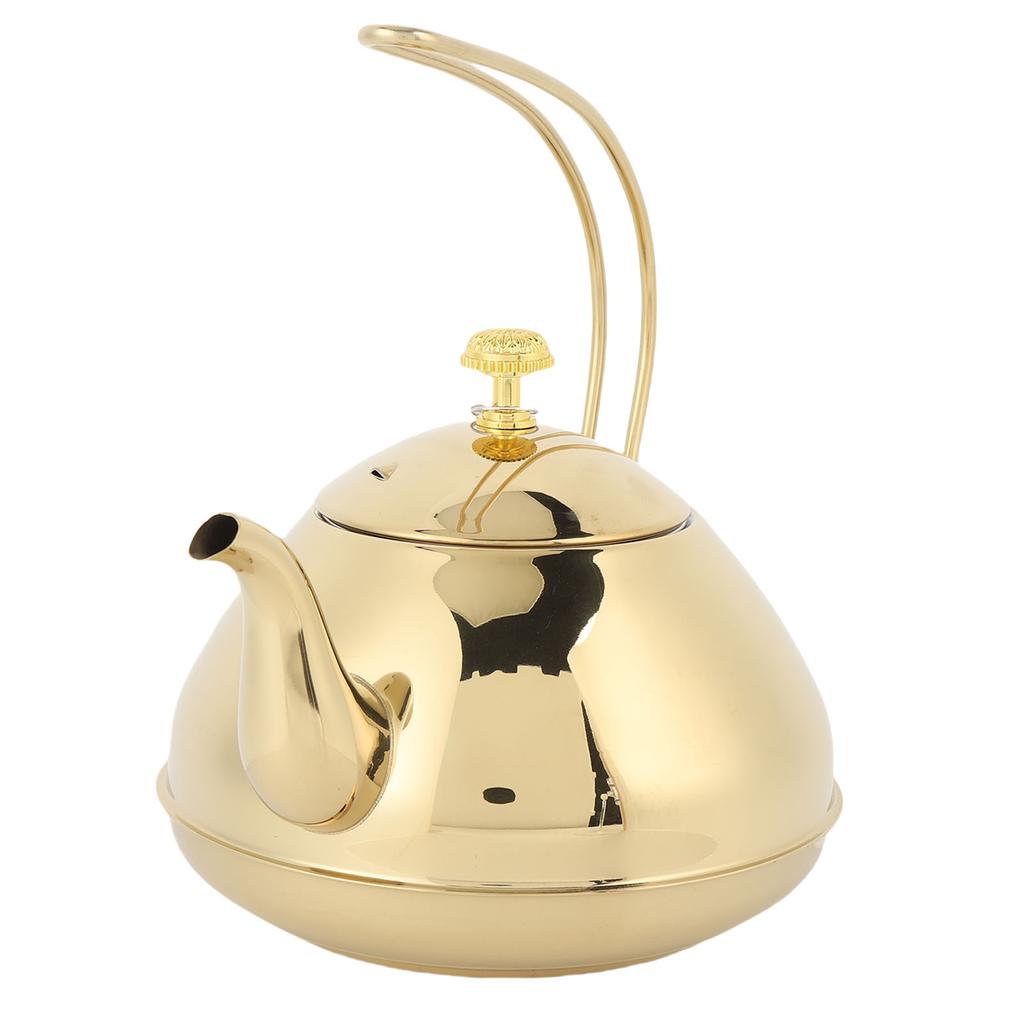 Gold 1.5L Stainless Steel Teapot Brewing Tea Kettle with Strainer for Restaurant and Home