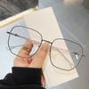 Металлические простые анти-синие очки, полигональные очки для близорукости, оправа высокого качества 6393, мужские и женские, большое лицо, тонкие