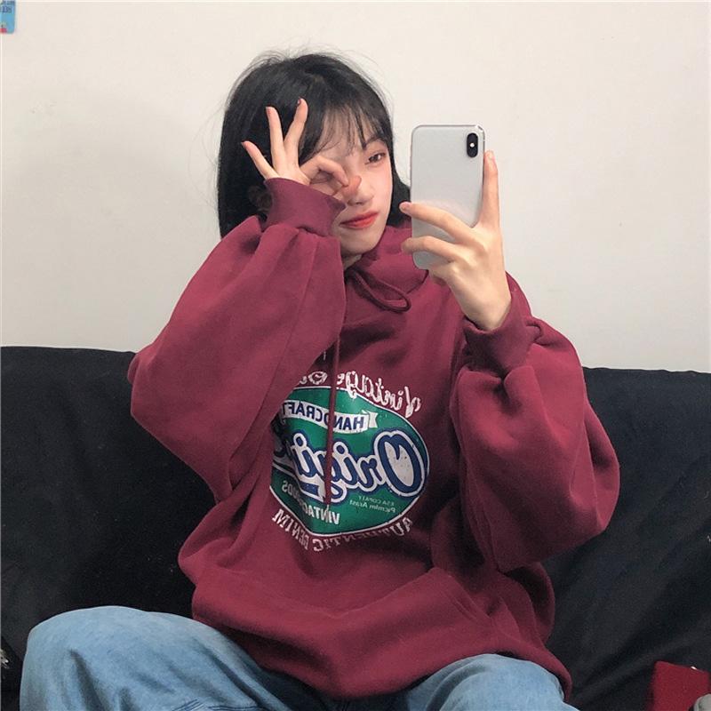 Women Long Sleeve Hooded V Neck Loose Pullovers Female Tops Solid Color Sweatshirts