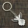 Fashion Guardian Angel 42x38mm Pendant 30mm Key Ring Metal Chain Silver Color Men Car Gift Souvenirs Keychain