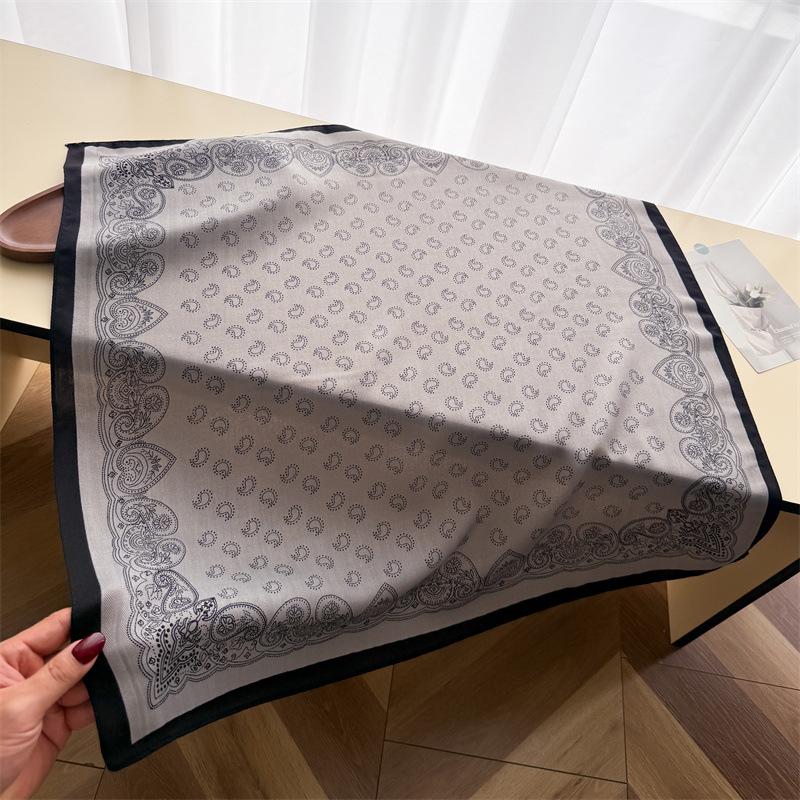 Retro casual cashew imitation velvet herringbone pattern cotton and linen small square scarf silk scarf headscarf shawl decorative scarf scarf