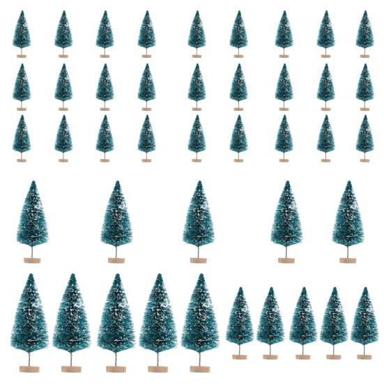 Yousheng 24/45 шт. Мини-рождественская елка, искусственные мини-сосны с деревянной основой, многоразовые красочные елочные украшения для домашней вечеринки своими руками