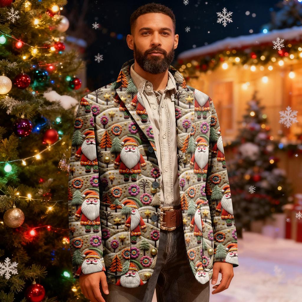 Мужской уродливый рождественский вельветовый теплый карманный пиджак-кардиган, мужской повседневный костюм