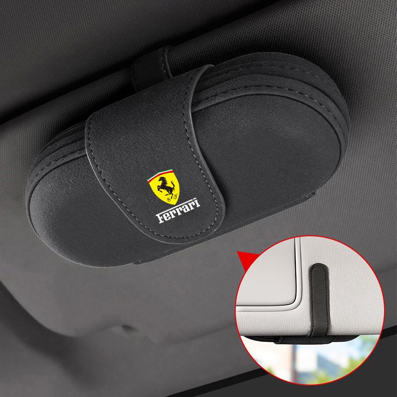 Suede Car Glasses Clip Sunglasses Storage Box For Ferrari SP1 812 F40 F12TDF SF90 458 488 599 612 F8 FF F12 Interior Accessories HS7