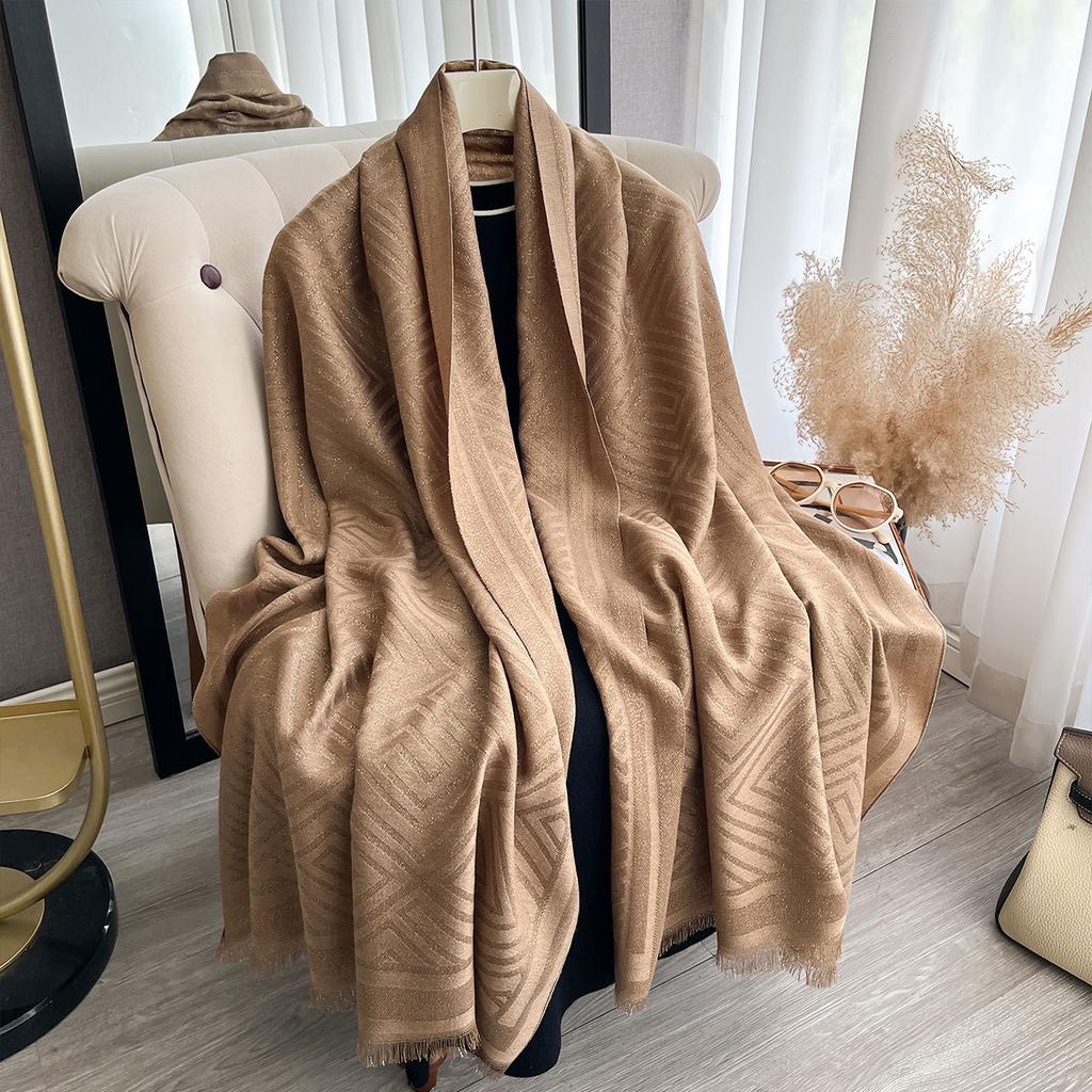 Весенне-осенний тонкий шарф Двусторонний шарф из имитации кашемира Женская шаль на четыре сезона Чувство стиля Теплый Универсальный
