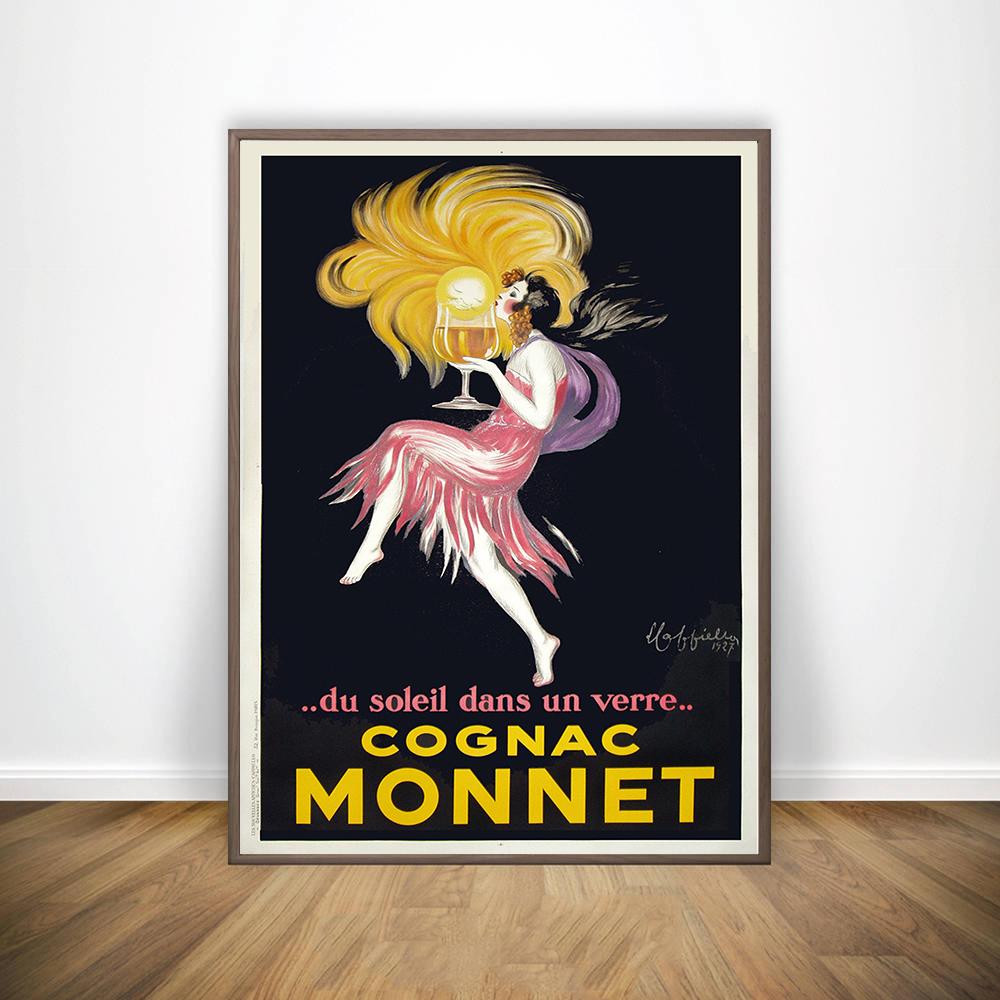 Коньяк Monnet с принтом, винтажные французские напитки, реклама, холст, живопись, постеры и принты на стене, ретро-декоративное украшение для дома