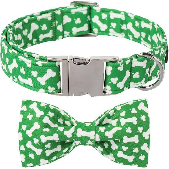 Lionet Paws Easter Dog Collar Bowtie, Adjustable Cotton Collar, Cute Dog Collar for Small Medium Large Dogs