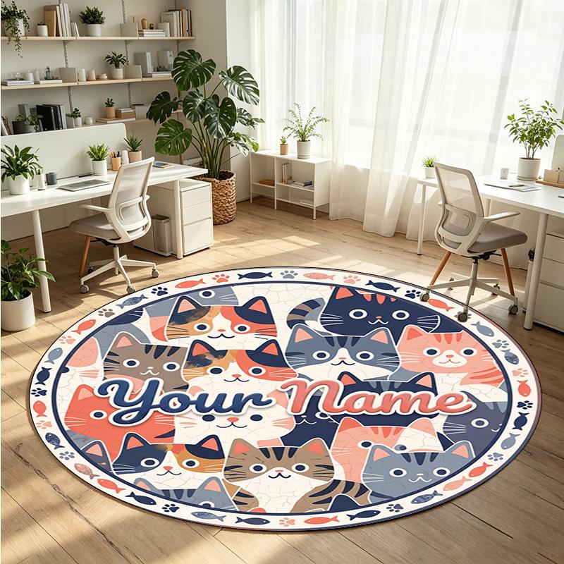 Mandala Ornament (257) Theme Round Crystal Velvet Rug Custom Name Text Personalized Floor Mat Home Decor Non Slip Crystal Carpet