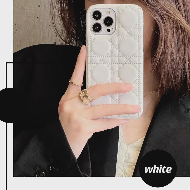 Patent Leather Stitching Candy Color Case for Apple 11 Pro Max/12 Pro/14 Pro Max